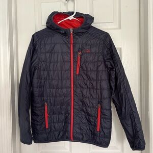 L.L. Bean Navy and Red Puffer Packable Jacket Boys 14-16